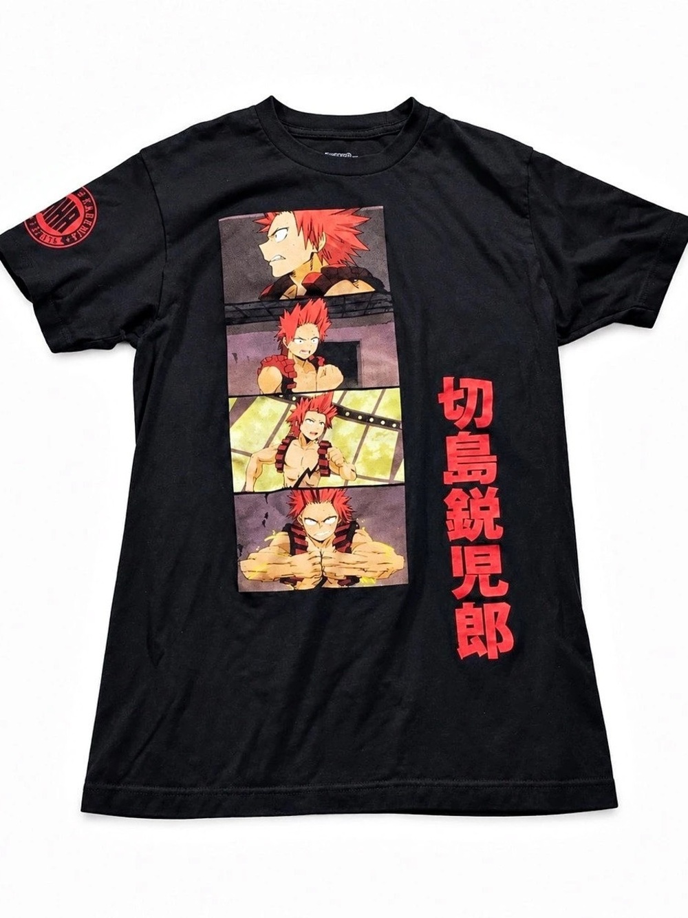 My Hero Academia Kirishima Panels T-Shirt Graphic Tee Black & Red